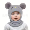 Gorro y Bufanda para Bebé Todo en Uno Otoño e Invierno Terciopelo Grueso Gorro con Protección para Orejas de Bebé Lindo Súper Lindo Niños Niñas