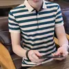 Nueva Camiseta Polo de Manga Corta a Rayas Finas de Verano 2026 para Hombre, Adecuada para el Trabajo, Resistente a las Manchas, Resistente al Desgaste, Absorbe el Sudor, Manga Media