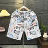 Pantalones cortos deportivos con estampado de seda de hielo para hombre, de verano, para correr, talla grande, cinco esquinas, pantalones casuales de moda para la playa.