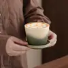 Jianshan taza de café recta juego de taza y platillo de cerámica, taza grande, taza de té personal, par de tazas, regalo para amigos