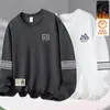 Sudadera con cuello redondo y forro polar para hombre, marca de moda de otoño e invierno, prenda interior versátil holgada de manga larga, atuendo unisex para pareja, top para estudiante