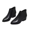 Botas de tornozelo baixas de bico fino versáteis estilo francês para o outono/inverno de 2026 para mulheres, botas Martin de couro macio com forro de lã, botas simples de couro macio para mulheres