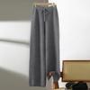 Pantalones de Pierna Ancha de Lana Engrosada Nuevos Otoño e Invierno 2024 para Mujer Pantalones Largos de Punto de Cintura Alta Hasta el Suelo Pantalones de Lana Cachemir