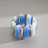 Pulseira Geométrica Marmorizada de Resina Azul Transfronteiriça Europeia e Americana Pulseira de Toque de Nicho de Alta Qualidade Joia de Mão Versátil e da Moda para Mulheres