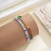 Pulsera de colores rectangulares de circón extraíble transfronteriza para mujer, pulsera de moda de lujo ligero de alta gama al por mayor para mujer