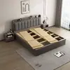 Cama de caja simple moderna de madera maciza de lujo ligero 1.8m cama doble para dormitorio principal 1.5m dormitorio tatami cama tapizada suave