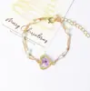 Pulsera de Flores Secas de Resina de Venta Caliente Transfronteriza, Flores Reales, Chapado en Cobre, Oro Real, Conservación del Color, Festival de Sakura de Wuhan, Joyería de Mano Exquisita