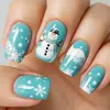 Adesivos para unhas com tema de boneco de neve de Natal, removíveis, 24 peças, decorações de unhas de boneco de neve e floco de neve de Natal