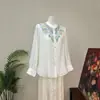 [Zhili] Nueva camisa cómoda bordada de estilo chino con cuello mao, versátil para el otoño de 2026, nuevo top de manga larga de estilo nacional para mujer