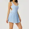 Atacado transfronteiriço de roupas de yoga, saia-calça esportiva de tênis, saia plissada, saia de golfe fitness modeladora que revela as costas, dropshipping