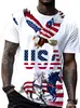 Camiseta Patriótica 3D Masculina Americana 250º Aniversário 1776-2026 Dia da Independência 4 de Julho Manga Curta
