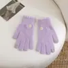 Luvas de Dedo Dividido Inverno Feminina Nova Quente Cor Sólida Fofa Ciclismo à Prova de Frio Toque de Lã Tela Sensível ao Toque Luvas Femininas Tricotadas