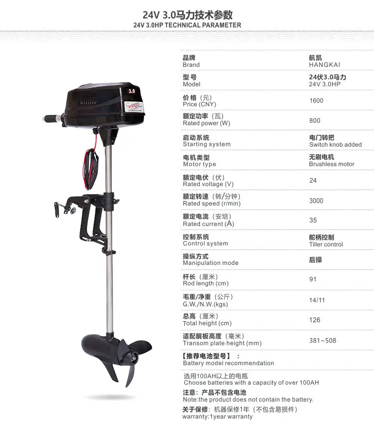 24V 3.0马力 无刷电动详情