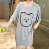 Pijama de verano corto de manga corta para mujer estilo coreano, vestido midi holgado de dibujos animados talla grande, ropa para el hogar