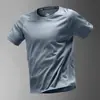 Camiseta Masculina de Secagem Rápida Transfronteiriça Seda de Gelo Verão Fina Roupas Esportivas de Manga Curta Fitness Treinamento Roupas de Corrida Novas Blusas
