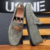 Zapatos Gorro de Punto para Hombre Verano Nuevos Zapatos de Gamuza y Piel Nobuck Joven de una Pierna Perezoso Zapatos de Negocios para Conducir de Moda para Hombres