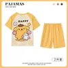 Pijamas2024 verano pijamas coreanos para niños conjunto de manga corta dibujos animados niños y niñas ropa para el hogar ropa infantil al por mayor