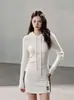 Suéter de Punto con Capucha de Color Liso Estilo Casual Ajustado para Mujer 2026 Otoño Nueva Llegada Top de Punto 9869