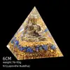 Transfronterizo 6cm Cristal Natural Letra Dorada Adorno Decorativo de Escritorio para el Hogar Pirámide de Resina para Chakra Yoga Meditación