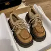 Zapatos Pequeños de Cuero Estilo Británico Invierno 2026, Zapatos Versátiles Vintage de Suela Gruesa con Forro de Felpa, Zapatos Mary Jane de Gamuza de Invierno para Mujer