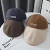 Gorra de lana de visera, Boina de estilo retro británico de moda para mujer, Sombrero versátil de otoño e invierno adecuado para caras redondas, Cálido y elegante