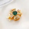 Broche para Collar de Perlas Color Oro 18K de Larga Duración con Broche de Cruz de Zirconia Doble Colgante Pulsera Collar Accesorios de Joyería DIY