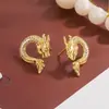 Brincos em Formato de Dragão, Modernos e Luxuosos, Design Exclusivo, Estilo Chinês, Novo Estilo Chinês, Sensação de Alto Padrão, Cravejados com Zircônia, Dragão Auspicioso