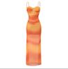 Vestido de Alça com Renda em Gradiente de Cor e Bojo para Meninas Quentes, Saia Justa ao Corpo que Realça as Curvas, Saia Longa Efeito Sereia Emagrecedora