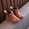Outono e Inverno 2025 Novas Botas de Couro Pequenas Casuais da Moda de Cor Sólida para Crianças Meninos Casuais Mais Fáceis de Combinar Botas com Solado Macio Trbottomy