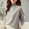 Suéter 100% cachemira pura para mujer, cuello semi-alto, engrosado, nuevo estilo otoño e invierno, estilo casual, capa interior de punto de manga larga