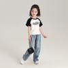 Momojia Ropa para Niños Camiseta Verano Niñas Verano Camiseta de Manga Corta 2024 Nueva Camiseta Raglán para Niños con Estampado de Letras