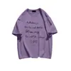 Camiseta de Verano Holgada Estilo Perezoso con Estampado de Letras, Cuello Redondo, Manga Corta, Versátil, Estilo Coreano, con Acabado de Alta Gama
