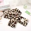 Bolsa de Cosméticos Transfronteriza, Gran Capacidad, Bolsa de Tocador Portátil de Felpa de Alta Gama, Bolsa de Almacenamiento de Viaje con Estampado de Leopardo, Bufanda Cálida