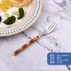 Faca, Garfo e Colher de Aço Inoxidável 430, Cabo de Plástico Imitação Bambu, Talheres Ocidentais, Faca para Bife, Garfo e Colher Conjunto Caixa para Presente