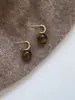 Nuevos pendientes básicos retro de estilo niche ins 2023, cuentas redondas personalizadas Maillard, piedra Ojo de Tigre, pendientes de temperamento para mujer