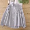 Camisa de cuello pequeño con volantes y diseño de hongo para mujer, estilo otoñal, elegante, combinable y dulce.