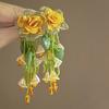 Brincos Flor Dopamina Cor Agulha Prata Luxo Leve Moda High-end Gota de Orelha Gota de Orelha Nicho Feriado Acessórios de Orelha para Mulheres