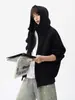 Sudadera blanca de patchwork deconstruido para hombre, estilo americano de invierno, hombro normal, manga larga, peso pesado, capa base cálida
