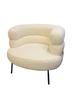 Cadeira de Maquiagem Bobo para Apartamento Pequeno Casual Veludo de Cordeiro Branco Cadeira de Lounge de Lazer Sofá Individual de Tecido para Quarto Varanda Moderna