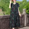 Vestido de Algodão e Seda Estilo Verão 2026 Tamanho Plus Size para Mulheres de Meia-Idade e Idosas, Vestido Estiloso Estampado para Mães em Tecido de Viscose