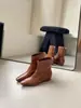 Botines de diseñador para mujer con cremallera trasera, nuevo estilo invierno 2026, botines de punta cuadrada, botines estilo Martin de suela gruesa para mujer