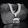 Colar com Pingente de Coroa Rei Letra Europeu e Americano Moda Masculina Estiloso Estilo Hip-Hop Corrente Cubana Pingente Único Pingente