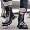 Botas Martin hombre 2024 otoño e invierno forradas de polar negro de caña alta de cuero calzado de moda ayuda a guapo botines cortos hombre una generación de pelo