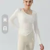 Ropa de Yoga Manga Larga para Mujer Tops Deportivos con Almohadillas en el Pecho y Pliegues Laterales Aspecto Adelgazante Tops Deportivos Entrenamiento de Pilates Tops de Fitness Otoño