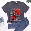 Camiseta holgada para mujer con estampado de letras KRESHLY BAKEDCHICKEN estilo callejero europeo y americano Cuello redondo
