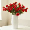 Lilian 7 cabeças borda queimada pequena rosa flor artificial flor de casamento cena de arte decoração decoração de flor de rosa camélia flor falsa