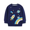 Sudadera de moda para niños 26 Otoño Nuevo Estilo Europeo y Americano Sudadera Infantil de Algodón Tejido Estampado de Cohete Camiseta Deportiva para Niños