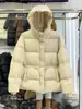 Nueva Chaqueta Acolchada de Mujer 2025, Longitud Media, Engrosada, Estilo Coreano, Cintura Ajustable con Cordón, Adelgazante, con Capucha Abullonada