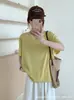 Camiseta feminina de verão estilo coreano, soltinha, gola redonda, manga curta, top básico versátil casual, corte slim, direto da fábrica