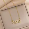 Collar de Acero Inoxidable 18K Transfronterizo Joyería Moda Europea y Americana Ins Cadena para Clavícula de Acero de Titanio Collar con Colgante que No se Desvanece para Mujeres
